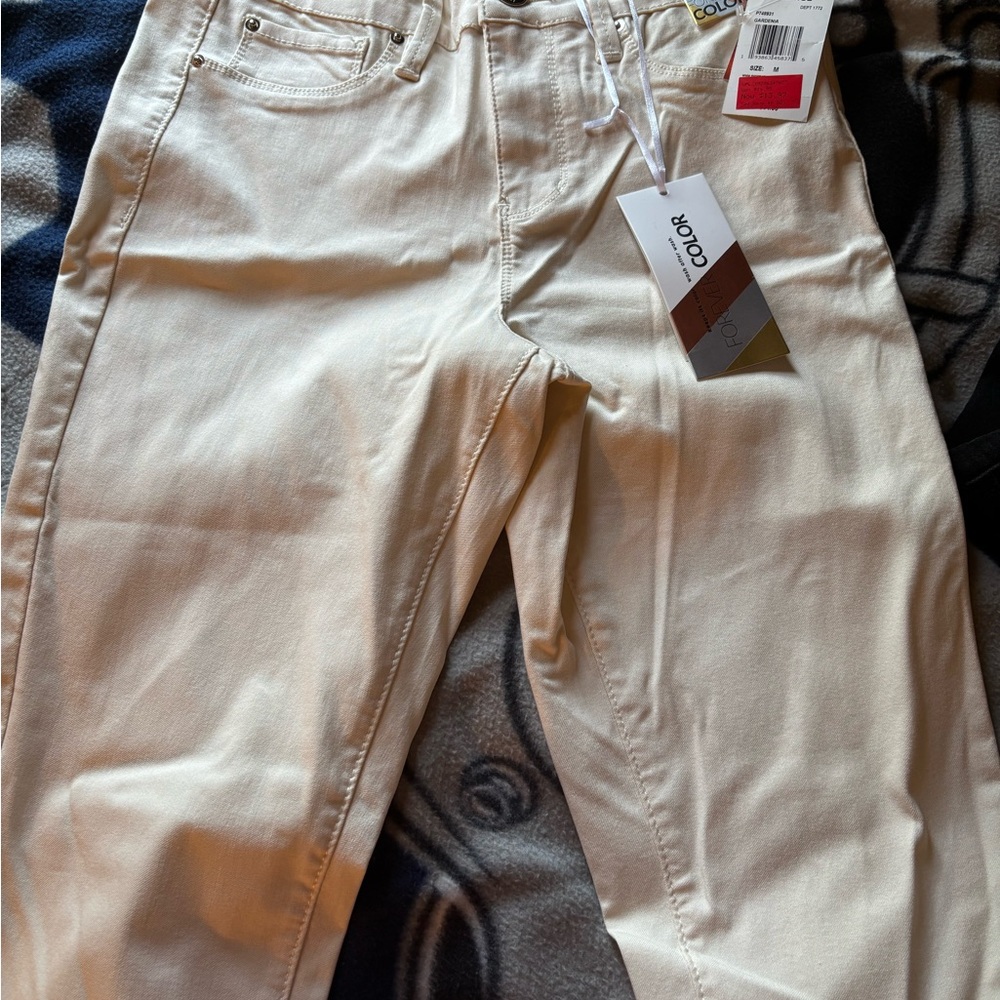 YMI Cream Straight Leg Pants